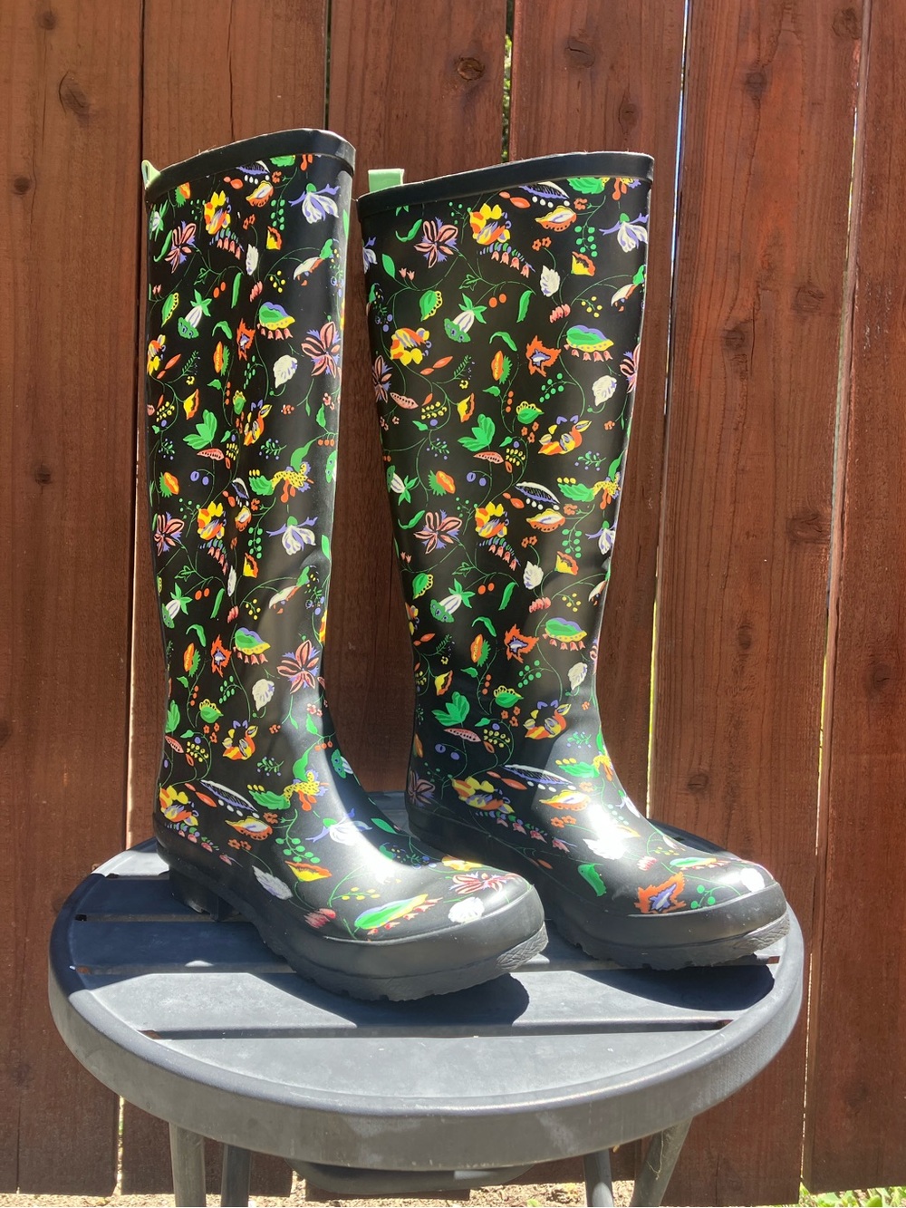 Anthropologie floral rain boots size 6 in mint condition